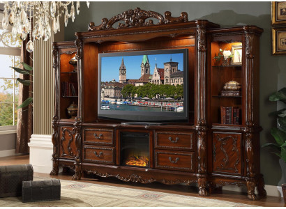 Wandmeubel TV muur Houten stijl Barok plank Klassieke woonkamer meubels