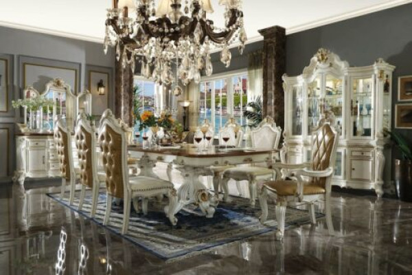 Klassieke eetkamerset Designer eettafel 8 stoelen Compleet model Barok Rococo