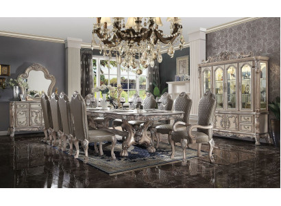 Eetkamer compleet set tafel dressoir 10 stoelen set vitrine barok 14-delig.
