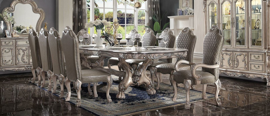 Eetkamer compleet set tafel dressoir 10 stoelen set vitrine barok 14-delig.