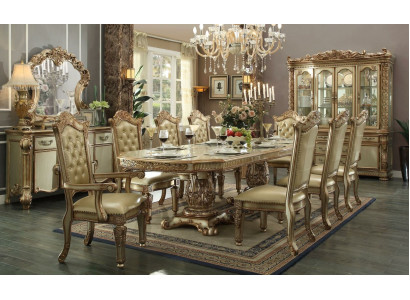 Eetkamer set meubilair vitrine tafel 8x stoel dressoir spiegel barok
