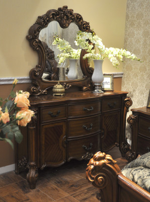 Edel dressoir buffet dressoir + spiegel barok rococo dressoir hout nieuw