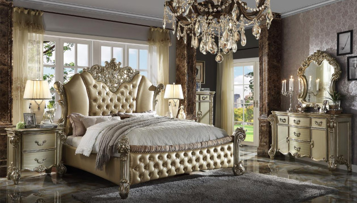 Slaapkamer set Nachtkastjes Bed 5-delig Barok Rococo Antiek Stijl Hout