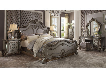 Klassieke slaapkamerset Bed 2x Nachtkastje Commode Spiegel 5-delig.