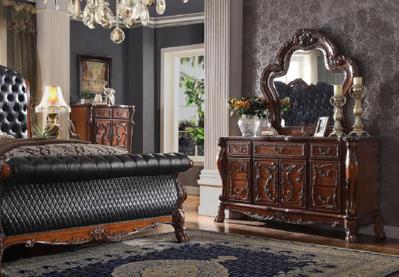 Ladekast kast met spiegel Edel dressoir buffet barok rococo hout nieuw sideboard