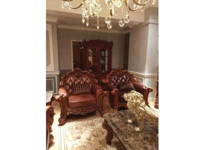 Leren fauteuil 1-zits bank Beklede banken Design Luxe Klassieke éénzitter