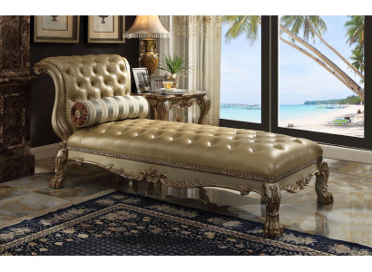 Chaise longues Chesterfield ligbed Chaise lederen sofa Gouden ligbedden Chsterfield