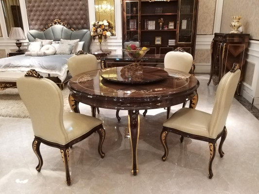 Ronde eettafel 6 stoelen stoel eetkamer compleet décor set barok