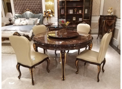 Ronde eettafel 6 stoelen stoel eetkamer compleet décor set barok
