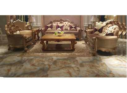 Klassieke set van 4 delen. Zitbank bankstel, bank, textielbank, gestoffeerde bank.