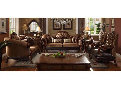 Compleet set bankstel 3 2 1 1 zits + salontafel barok hout
