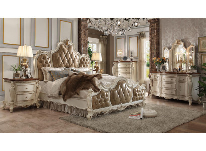 Slaapkamer set Nachtkastjes Bed 5-delig Rococo Barok Antieke Stijl Houten Bed