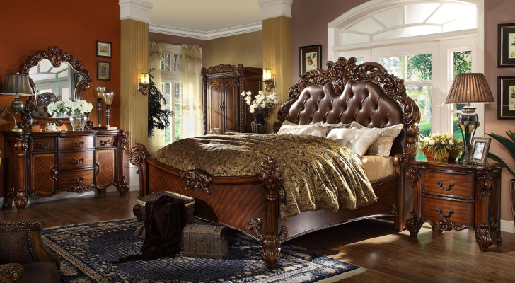 Klassieke slaapkamerset Bed Nachtkastje Ladenkast Spiegel Ladenkast