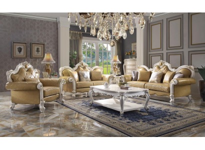 Sofaset 3+2+1-zits salontafelset bank bekleding bank leer 4-delig set