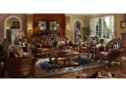 Ledersofa Sofagarnituur Set Garnituur Groep Bank Chesterfield Sofa Barok