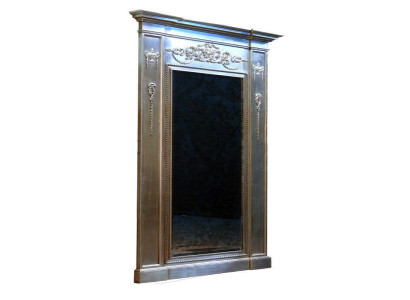 Spiegel Zilveren Barok xxl Grote Wandspiegel Hout 132x14x220cm Frame