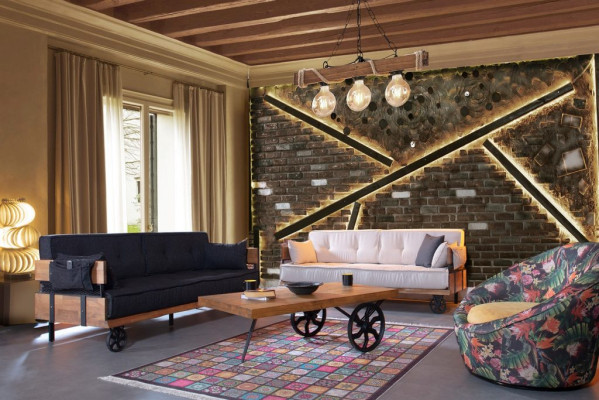 Luxe bank bank meubilair 3+3 zits set met salontafel loft.