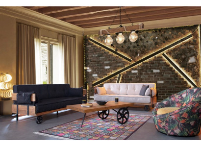 Luxe bank bank meubilair 3+3 zits set met salontafel loft.