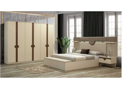 Stijlvolle meubel 4-delig slaapkamer set Bed 2x nachtkastje Kledingkast Nieuw