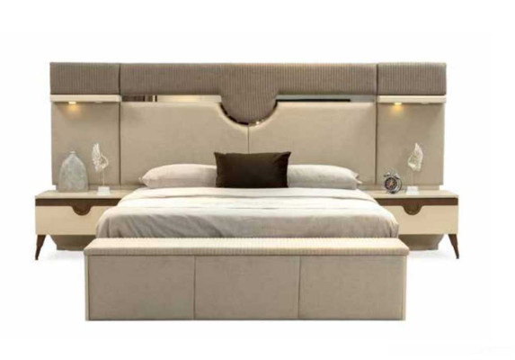 Stijlvolle meubel 4-delig slaapkamer set Bed 2x nachtkastje Kledingkast Nieuw