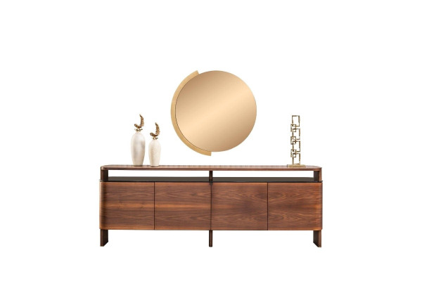 Garnituur Dressoir Sideboard Ladenkast Kast Bruin Hout Spiegel 2-delig