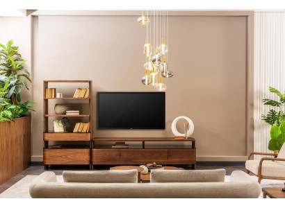 Woonwand TV-standaard Boekenplanken RTV laag dressoir Sideboard Bruin Hout Set