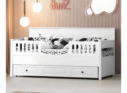Bed kinderbed houten bed functioneel bed uitschuifbaar hout wit nieuw