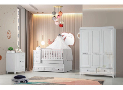 Modern kinderbed compleet jeugdkamer luxe kinderkamerset 3-delig wit