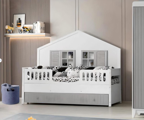 Modern kinderbed grijs kleurig luxueus design meubels voor de kleintjes