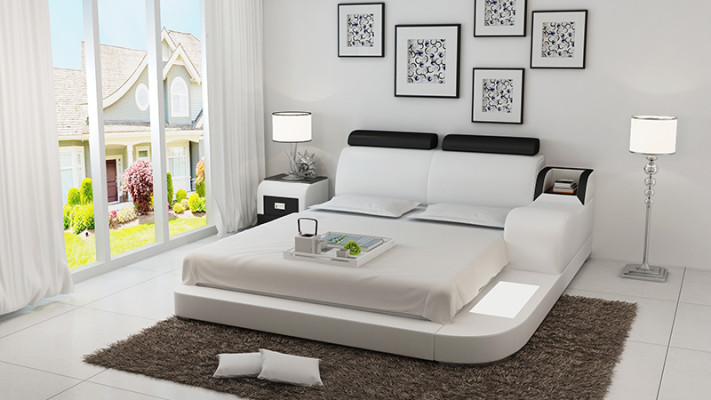 Bed Design Luxe Luxe Bedden Leer Moderne Slaapkamer 140/160/180 LB8813