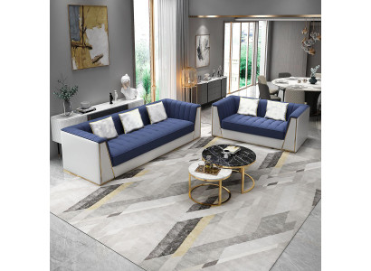 Blauw-witte moderne bankstel 3+2 zits woonkamer luxe bankstellen.