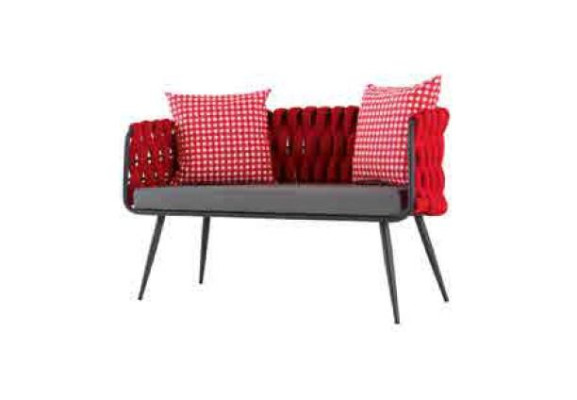 Rode tuinset luxe zitmeubelen tafel bankje terrasbank 4-delig.