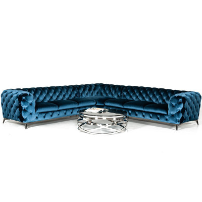 Samt Hoek Luxe Chesterfield Bank Bekleding Hoek Bank Zitbank Banken Sofas