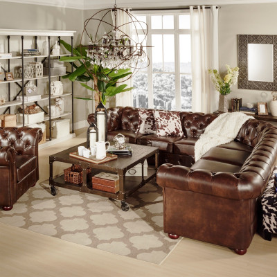 Chesterfield hoekbank 3 + 3 bank bank bank sofa bekleding sofa's zit leer