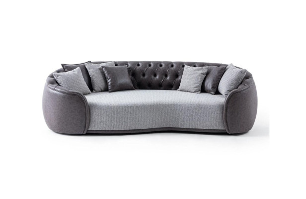 Tijdloze elegantie Chesterfield driezitsbank 3-zits grijze stoffen bankstoffen bekledingssbank