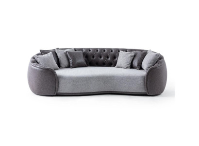 Tijdloze elegantie Chesterfield driezitsbank 3-zits grijze stoffen bankstoffen bekledingssbank
