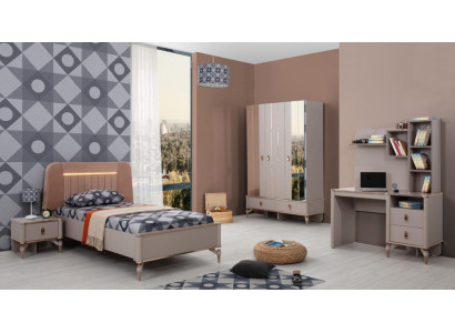 Compleet kindermeubilair meisjes bed hout set 4-delig kinderkamer beige