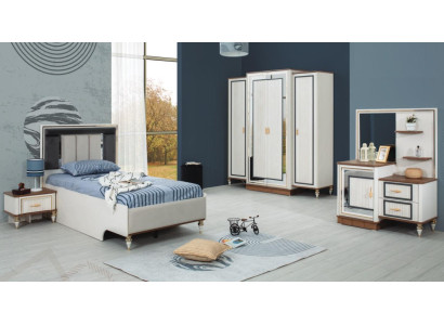 Slaapkamer sets Jeugdbed Kinderbed Wit Hout Set 5-delig Bed Modern