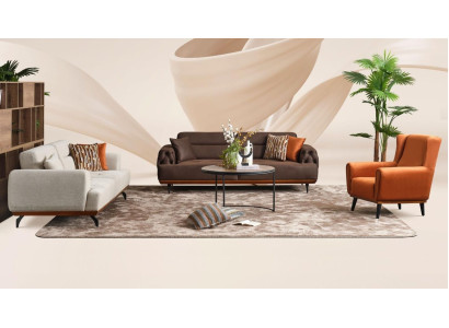 Bankstel Driezitter Fauteuil Bank Stof 4-delig Stoffen bank Multicolor 3+3+1+1