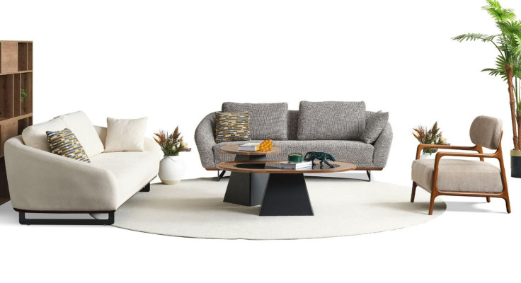 Mega set bankstellen Driezitter fauteuil bank van stof stoffen bank gestoffeerde bank 3+3+1+1