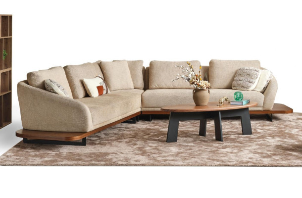 Bankstel Hoekbank L-vorm Bank Woonlandschap Bankstellen Beige Modern