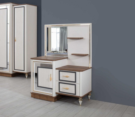 Kaptafel set met spiegel hout slaapkamer beige console set