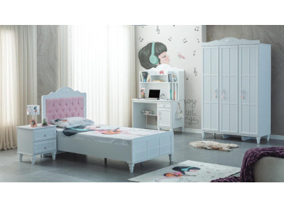 Compleet kindermeubilair kinderbed bed hout set 4-delig kinderkamer wit