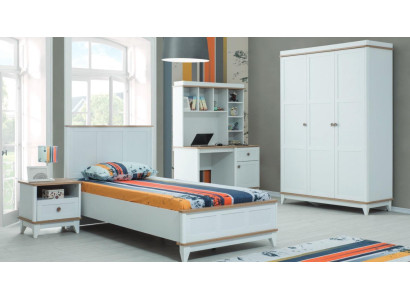 Compleet jeugdbed kindermeubels kinderbed wit hout set 4-delig modern