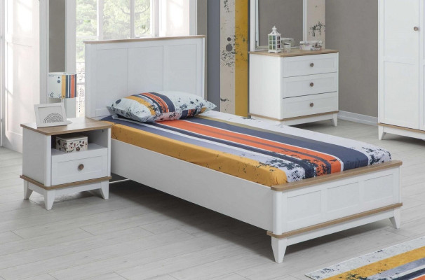 Kinderbed Kindermeubels Kinderbed Compleet Wit Hout Set 4-delig Modern