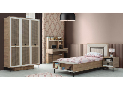 Moderne Complete kindermeubelen kinderbed Bruin hout set 4-delig Bed Nieuw