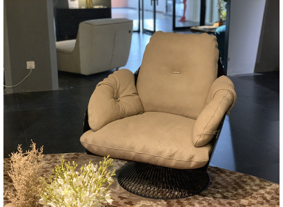 Zetel Club Lounge Design Leunstoel Bekleed Sofa 1-Zitter TV Leder Draaibaar