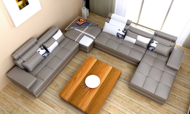 Bankstellen woonlandschap design hoekbank leer nieuw U-vorm bank bankstel.