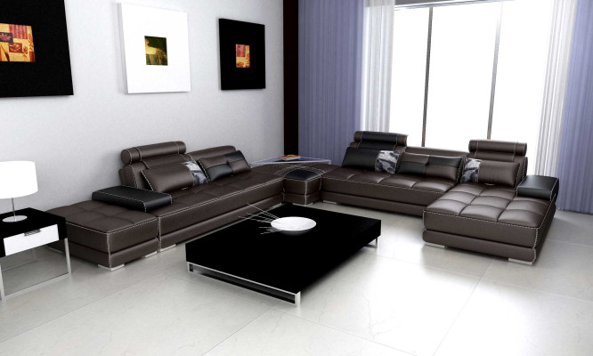 Bankstellen woonlandschap design hoekbank leer nieuw U-vorm bank bankstel.