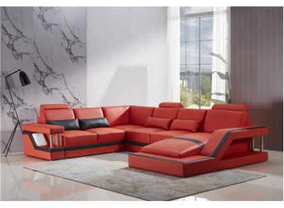 Ontwerpbank Luxe banken Leren bank zitting Hoekstuk bekleding Hoekbank Rood